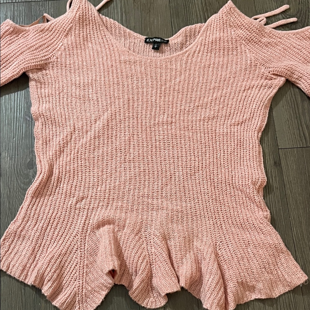 Express Blush Off-the-Shoulder Sweater